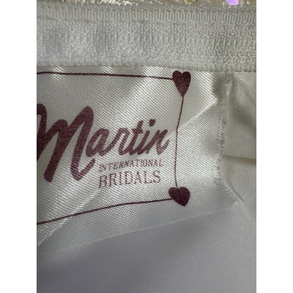 Vtg San Martin Wedding Dress Long Sleeve Train Lace Embroidered Tulle Sz 6/8 - Picture 16 of 16